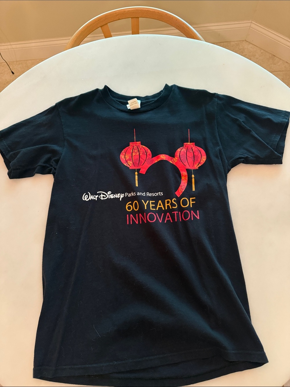 Disney Black Tee with Red and Pink Lantern Ears Graphic